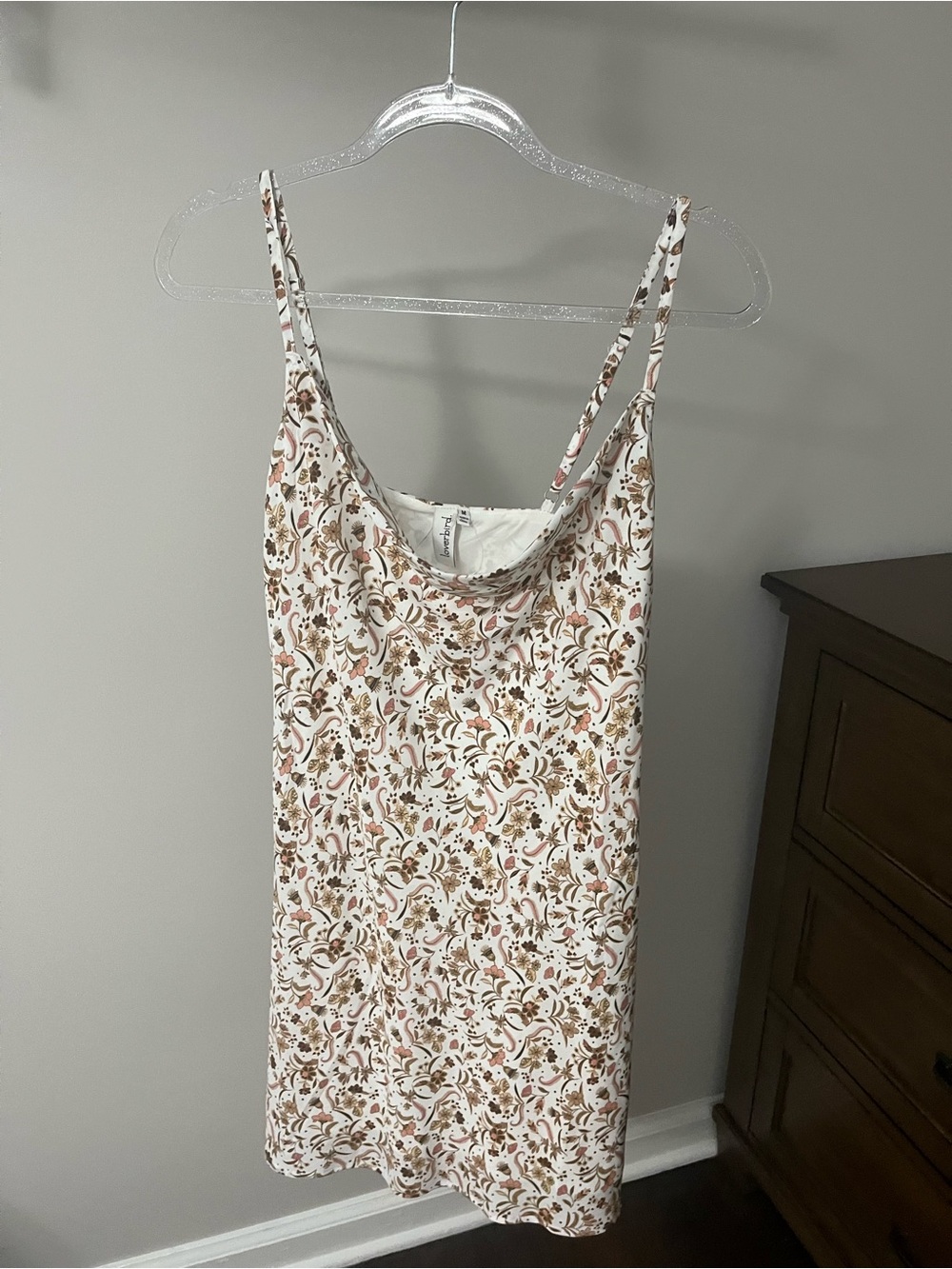 LOVERBIRD Floral Slip Dress in Cream and Brown